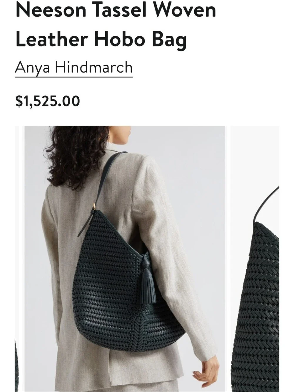 Anya Hindmarch  Woven Tassel Leather Hobo Bag